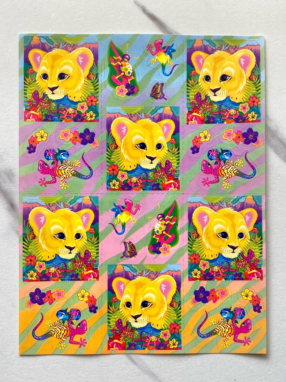 VTG Lisa Frank lion cub complete sticker sheet
